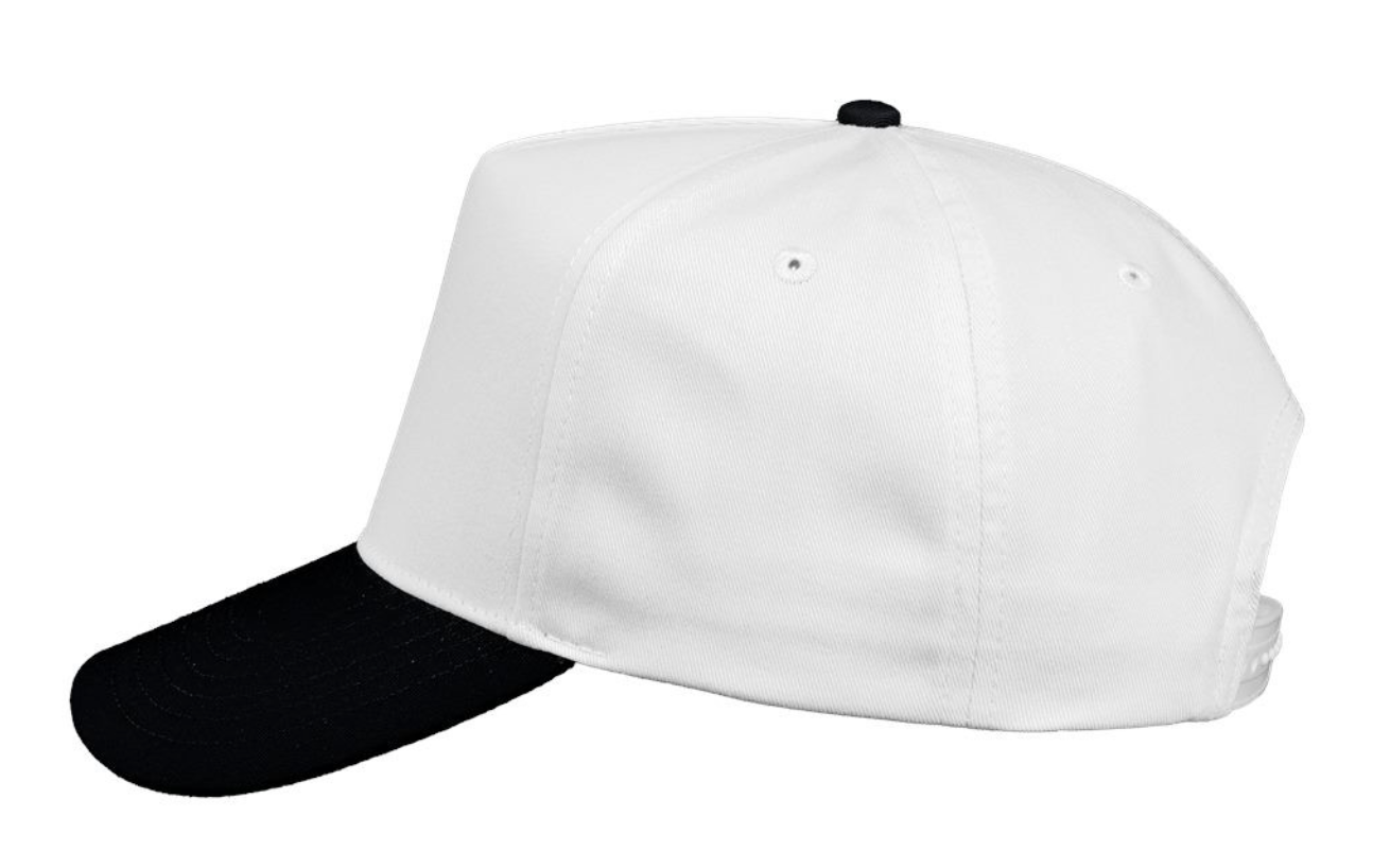 Black/White 5 Panel Twill Hat