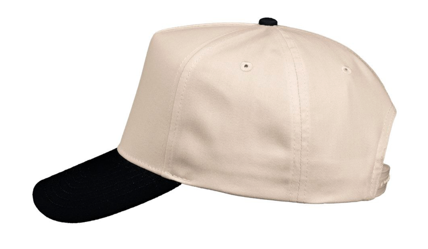 Canvas/Black 5 Panel Twill Hat