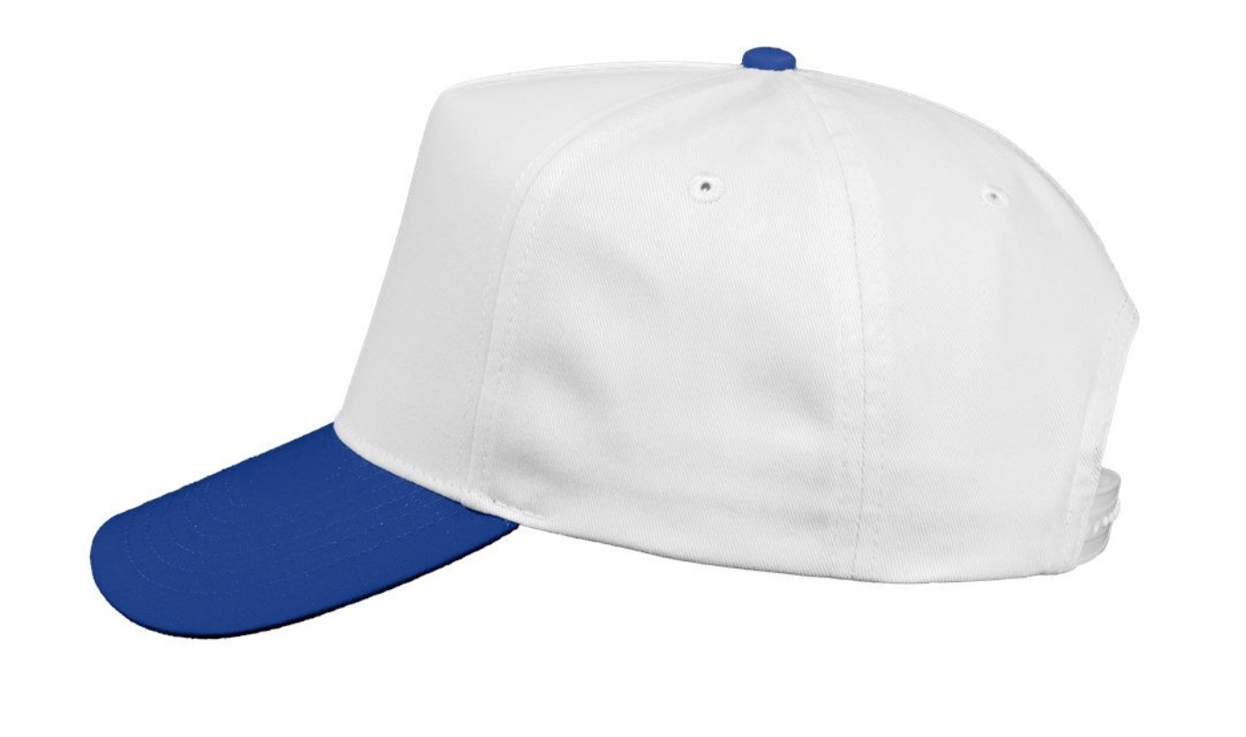 White/ Royal Blue 5 Panel Twill Hat