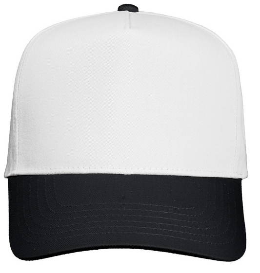 Black/White 5 Panel Twill Hat