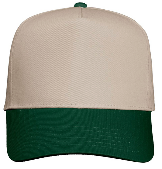 Canvas/Forest Green 5 Panel Twill Hat