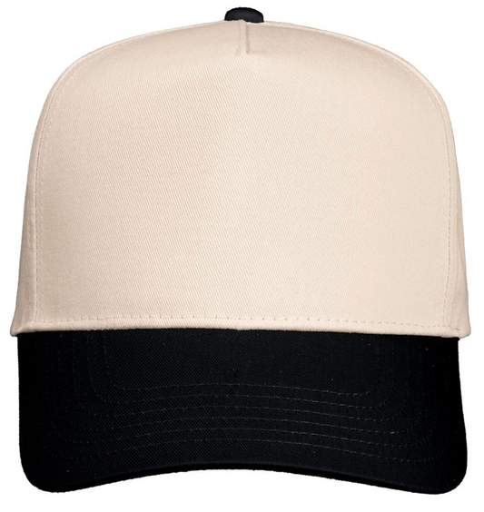 Canvas/Black 5 Panel Twill Hat